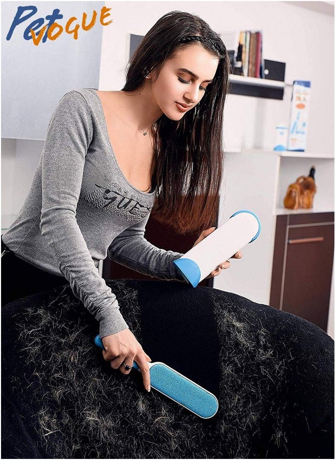 PET Double Sided Dog Hair Lint Remover Brush For Clothes - Remove Cat And Dog Hair, Lint From Clothing, Couch, Furniture, Bedding Blue  - Image 5