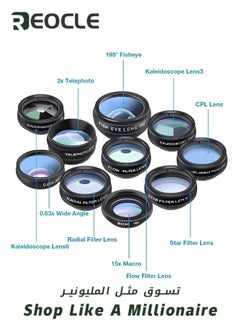 REOCLE Pro Lens Kit Phone Camera Lens Kit 10 in 1 Lenses for iPhone and Android Universal Clip on Wide Angle Macro  Fisheye Camera Lenses  - Image 3