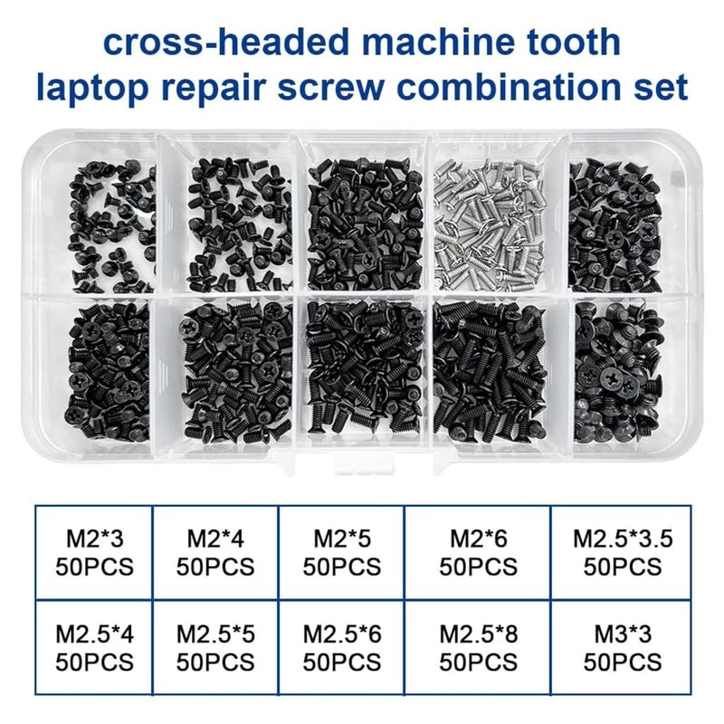 higadget Universal Laptop Screw Kit, Alloy Steel M2 M2.5 M3 Computer Screws Assortment for IBM, HP, Dell, Lenovo, Samsung, Sony, Electronics Repair Fastener Set - 500Pc - Image 2