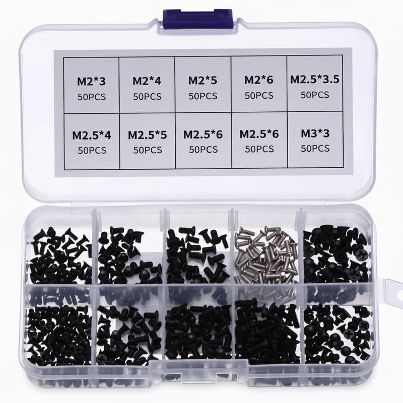 higadget Universal Laptop Screw Kit, Alloy Steel M2 M2.5 M3 Computer Screws Assortment for IBM, HP, Dell, Lenovo, Samsung, Sony, Electronics Repair Fastener Set - 500Pc - Image 1
