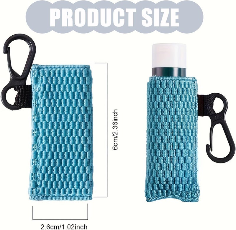 High precision lightweight material hejhncii Fashionable Lip Balm Keyring Lipstick Holder Keychain Elastic Clip On Cosmetic Case Practical Travel Storage Accessory Clip On Chapsticks Storage Pouch Labor saving - Image 5