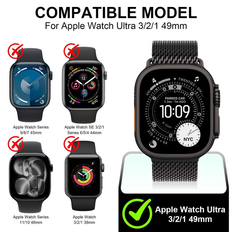 Diruite Suoman 2-Pack for Apple Watch Ultra 3/2/1 49mm Case, Ultra-Thin Tempered Glass Screen Protector, All-Around PC Protection Cover for iWatch Ultra 49mm 3/2/1 -Titanium - Image 2