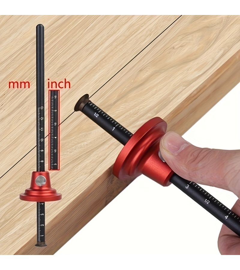 A Highly Cost Effective Woodworking Marking Tool Car Tyre Marking Ruler Suitable For Flat And Depth Measurement Compatible With Inch And Millimeter Scales Round Hard Marking Knife Durable And Accurate - Image 4
