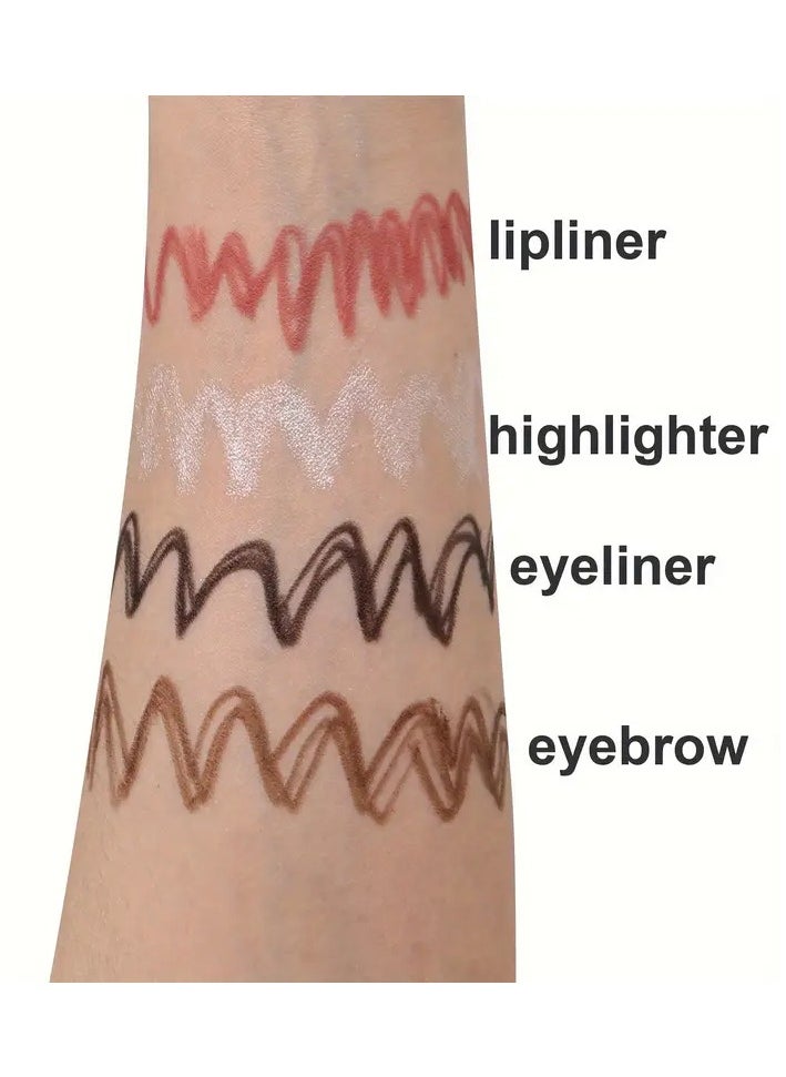 4-in-1 Makeup Pen, Multi-Function Travel Touch Up Pen, Eye Liner, Brow Liner, Lip Liner, & Highlighter Pen