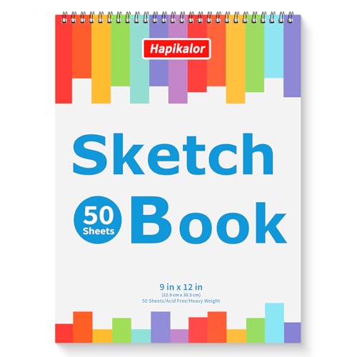 Hapikalor 9" x 12" Sketch Book, 1-Pack 50 Sheets Spiral Bound Art Sketchbook, Acid Free Artist Drawing Paper Pad for Beginners Artists - Image 1