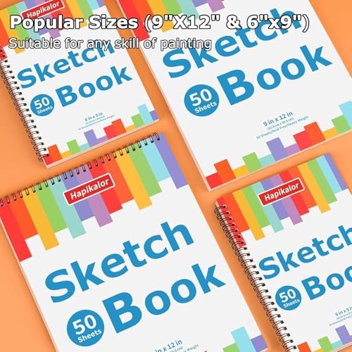 Hapikalor 9" x 12" Sketch Book, 1-Pack 50 Sheets Spiral Bound Art Sketchbook, Acid Free Artist Drawing Paper Pad for Beginners Artists - Image 4