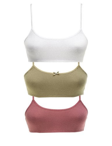 Maidenform Girl Crop Bra 3 Pack, Nude/Pink/White, Medium - Image 2