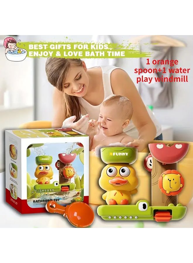 Duckling Water Play Windmill Toy With Three Strong Suction Cups Bathroom Fun Toys Set Of 2 - Image 1