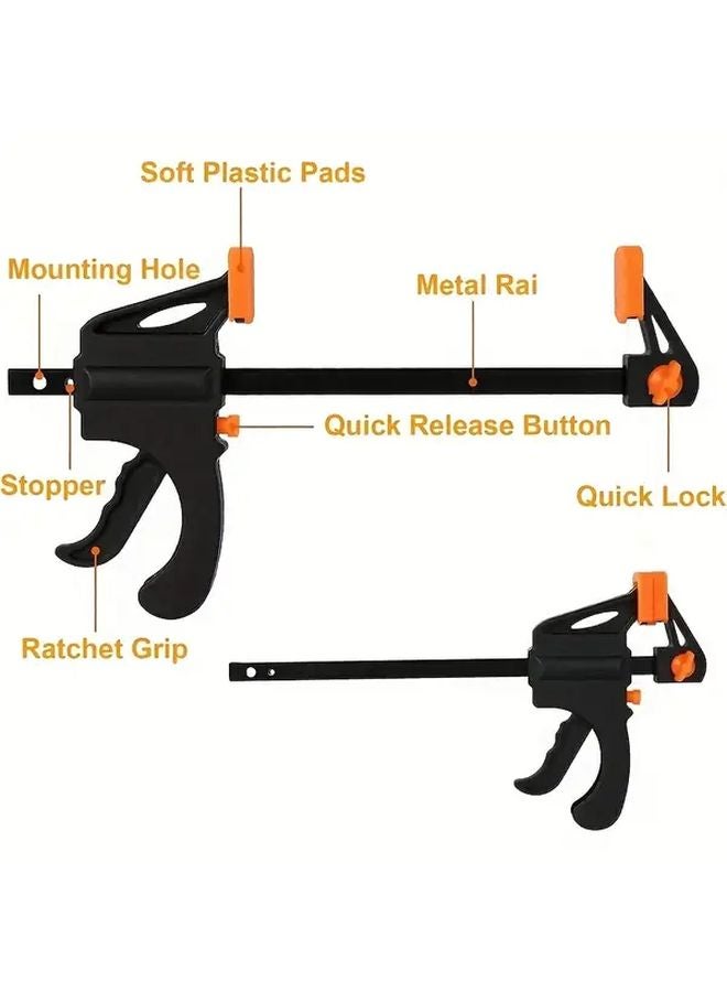 12 قطعة من مشابك الخشب ذات القبضة السريعة مقاس 4 بوصات، أداة تثبيت معدنية ثقيلة ذات روchet - Image 3