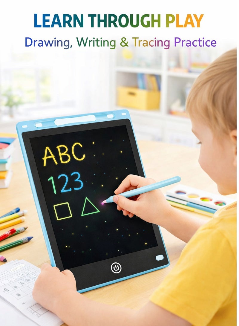 لوحة كتابة LCD مقاس 10 بوصات بشاشة متعددة الألوان - لوحة رسم إلكترونية أنيقة ولوحة رسم قابلة للمسح للأطفال من سن 3 إلى 8 سنوات، لوحة رسم رقمية محمولة بدون ورق للتعلم والتتبع وممارسة الكتابة اليدوية وتدوين الملاحظات، هدية تعليمية للأولاد والبنات - Image 4