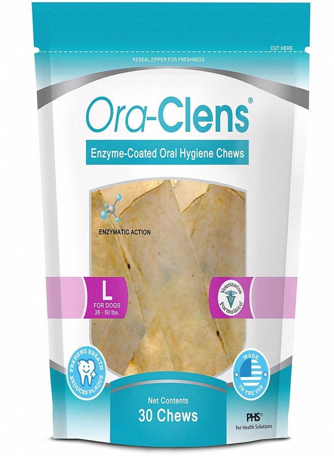 Ora-Clens Oral Hygiene Chews for Large Dogs-Enzymatic Dental Treats for Daily Oral Care, Cleans Teeth and Freshens Breath, Reduces Plaque, Bacteria and Tartar Build Up Without Brushing-30 Chews - Image 1