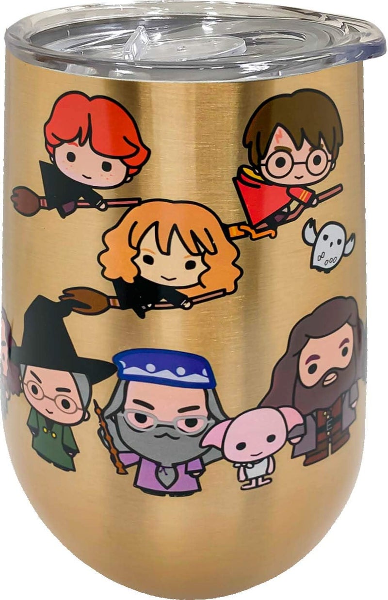 Spoontiques Harry Potter Stainless Steel Wine Tumbler with Locking Lid 16 Oz  Hogwarts Characters in Cartoon - Image 1