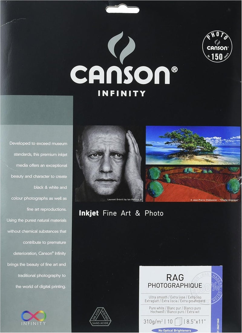Canson Infinity Rag Photographique Fine Art Paper 310 Gram 11 x 17 Inch 25 Sheets - Image 1