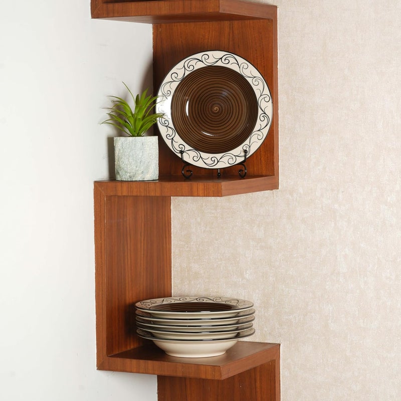 Caffeine Ceramic Handmade Stoneware Brown Doodle Soup Plate/Pasta Plate/Maggie Plate/Macaroni Plate 9 inch (Set of 6 Microwave & Dishwasher Safe) - Image 2