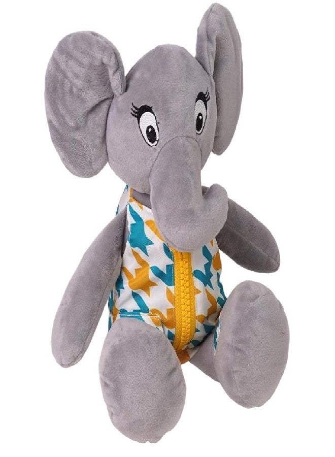 LiLLBUD Elephant Soft Toy for Toddlers (1-2.5 Years) - Plush Toy with Zip, Button & Velcro | Builds Fine Motor Skills & Daily Independence | Gift for 1 Year Girl & Boy - Image 1