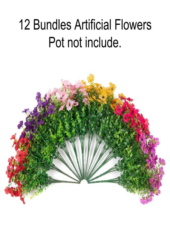 florisso Artificial Fake Plants Flowers for Outdoor Decoration, 12 Bundles Faux Silk Daisy Look Real UV Resistant for Outside Home Porch Patio Planter Decor - Image 4