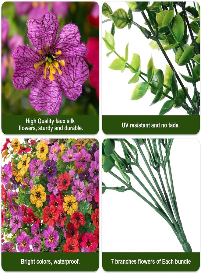florisso Artificial Fake Plants Flowers for Outdoor Decoration, 12 Bundles Faux Silk Daisy Look Real UV Resistant for Outside Home Porch Patio Planter Decor - Image 3