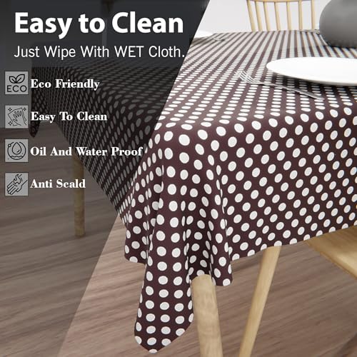 Wings Star Dining Table Cover for 6 Seater, 60 x 90 inch Size, Waterproof and Dustproof Table Sheet,Dining Table 6 Seater Waterproof Cover, Dotted Brown - Image 5