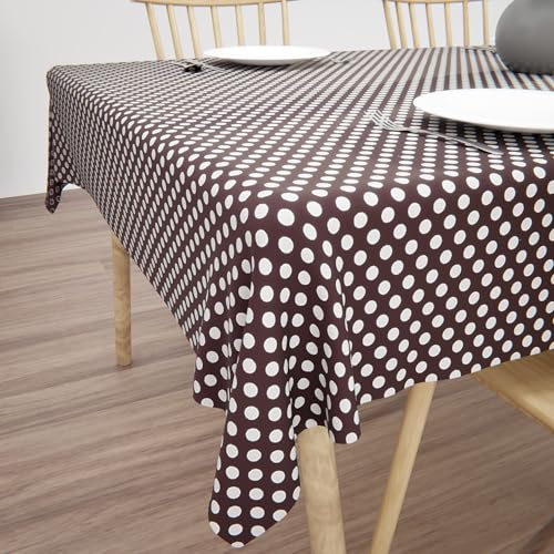 Wings Star Dining Table Cover for 6 Seater, 60 x 90 inch Size, Waterproof and Dustproof Table Sheet,Dining Table 6 Seater Waterproof Cover, Dotted Brown - Image 2