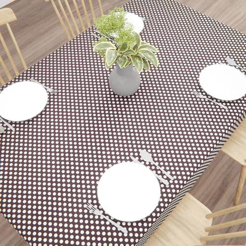Wings Star Dining Table Cover for 6 Seater, 60 x 90 inch Size, Waterproof and Dustproof Table Sheet,Dining Table 6 Seater Waterproof Cover, Dotted Brown - Image 3