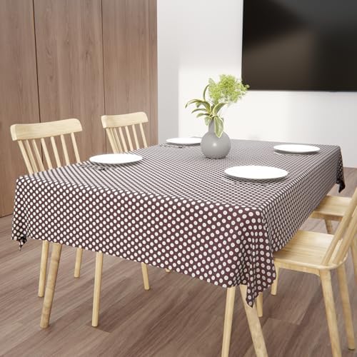 Wings Star Dining Table Cover for 6 Seater, 60 x 90 inch Size, Waterproof and Dustproof Table Sheet,Dining Table 6 Seater Waterproof Cover, Dotted Brown - Image 1