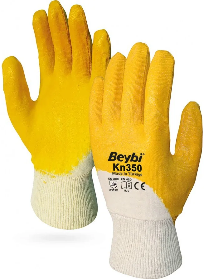 بيبي KN350 12 Pairs Yellow Nitrile Work Gloves