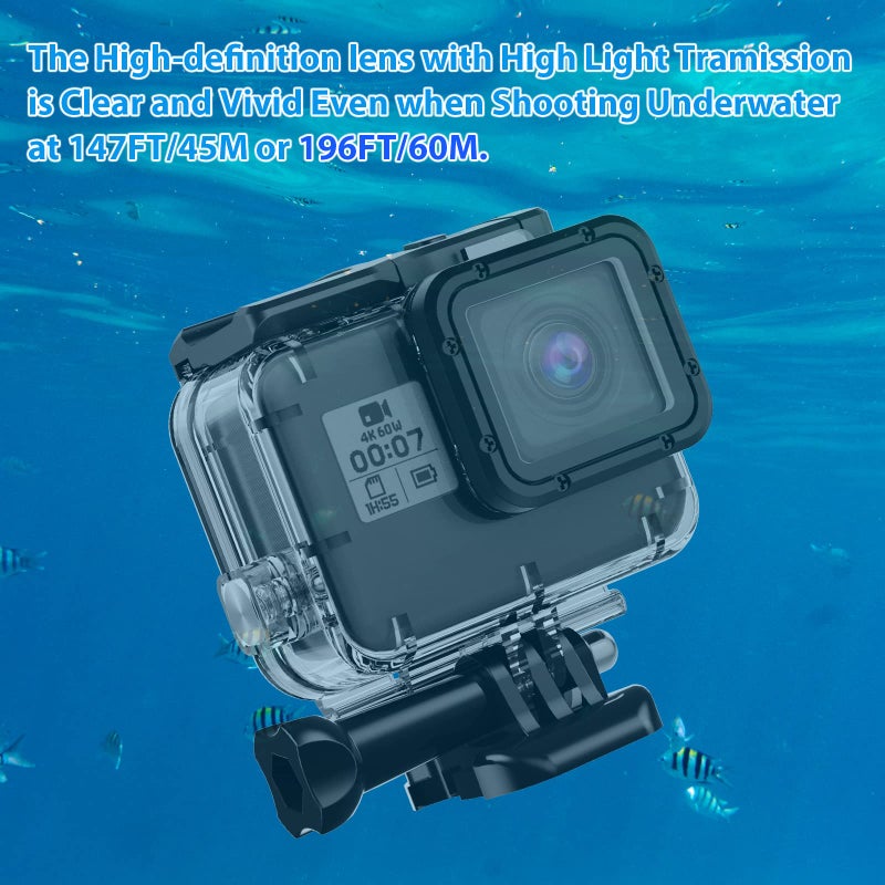 HONGDAK Waterproof Housing Case for GoPro Hero 7/6/5 Black(2018), 196ft/60m Waterproof Case Diving Protective Housing Shell with Touchable Cover for GoPro Action Camera Underwater Dive Case Shell - Image 3