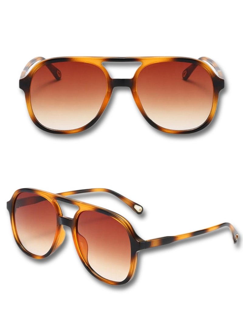 Urban Utility Trendy Polarized Sunglasses for Women and Men Retro Vintage Double Bar Aviator Style High-Definition UV400 Lenses High-Quality Materials Gift Package Included - Image 2