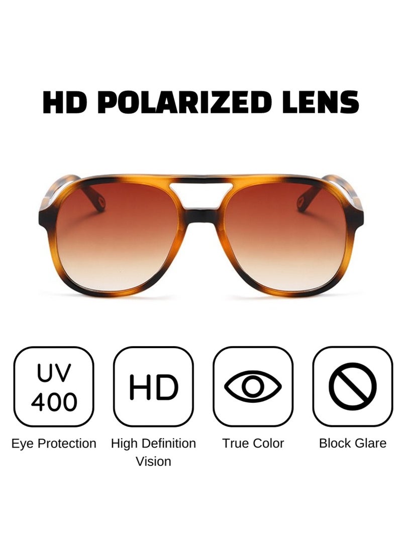 Urban Utility Trendy Polarized Sunglasses for Women and Men Retro Vintage Double Bar Aviator Style High-Definition UV400 Lenses High-Quality Materials Gift Package Included - Image 4