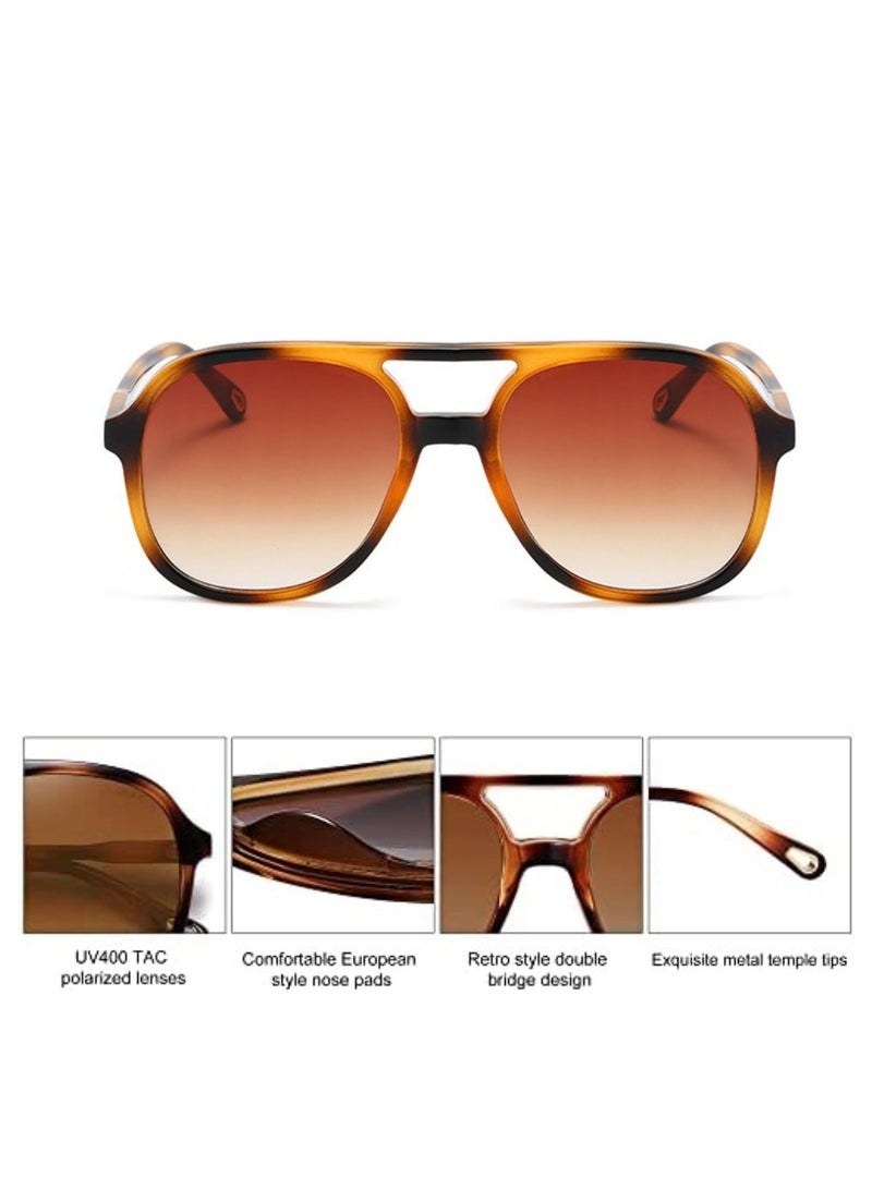 Urban Utility Trendy Polarized Sunglasses for Women and Men Retro Vintage Double Bar Aviator Style High-Definition UV400 Lenses High-Quality Materials Gift Package Included - Image 3