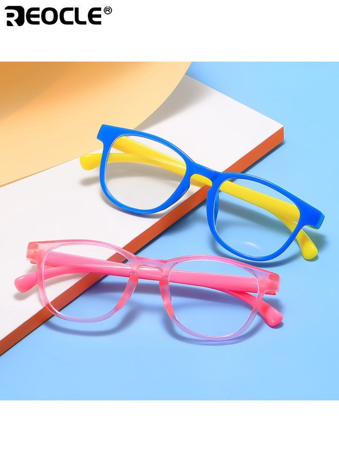 نظارات زرقاء الضوء للأطفال بتصميم بحجم صغير وعدسات غير طبية، نظارات كمبيوتر بأسلوب مزخرف لحماية الشاشة للأولاد والبنات