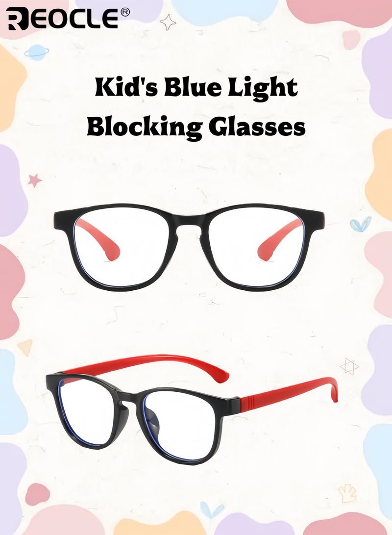 ريوكل نظارات زرقاء الضوء للأطفال بتصميم بحجم صغير وعدسات غير طبية، نظارات كمبيوتر بأسلوب مزخرف لحماية الشاشة للأولاد والبنات - Image 1