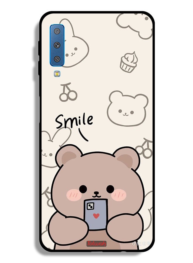 Tolwak Samsung Galaxy A7 (2018) Protective Case Cover Smile Bear Art - Image 1