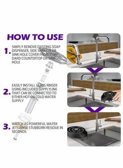 Excefore Kitchen Sink Faucet Bottle Washer, Glass Rinser Cleaner Accessories, Quick for Baby Bottle, Restaurant Rinser, Automatic Flushing Device (Black)  - Image 4