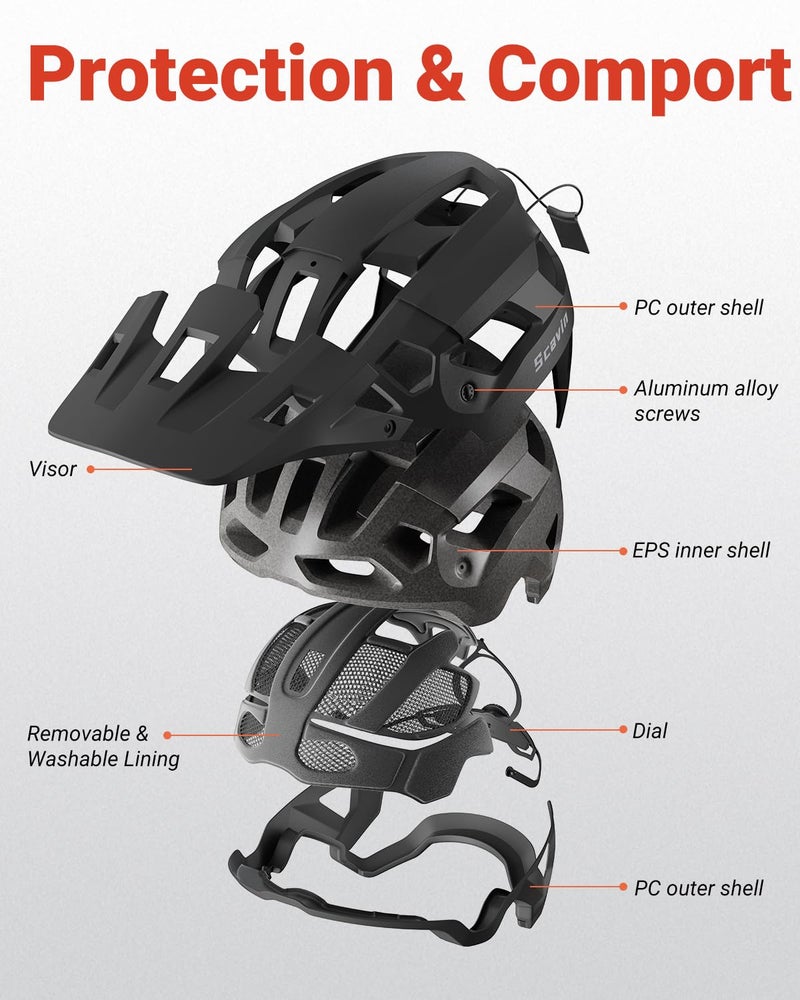 Scavin Mountain Bike Helmet for Adult, NTA 8776 E-Bike & Road Bicycle Helmet Certified Adjustable MTB Cycling for Men Women Youth Visor &Magnetic Buckle - Image 2
