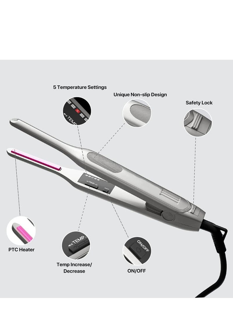 Furtey Hair Straighteners and Curler, Professional 2 in 1 Ceramic Pencil Flat Iron for Women's Short Hair and Men's Beard，Portable Mini Wave Hair Straightener Curling Iron (UK standard adaptor) - Image 3