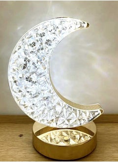 Bosidin Modern Crystal LED Lamp Moon Design Touch Control  Table Lamp for Decor 