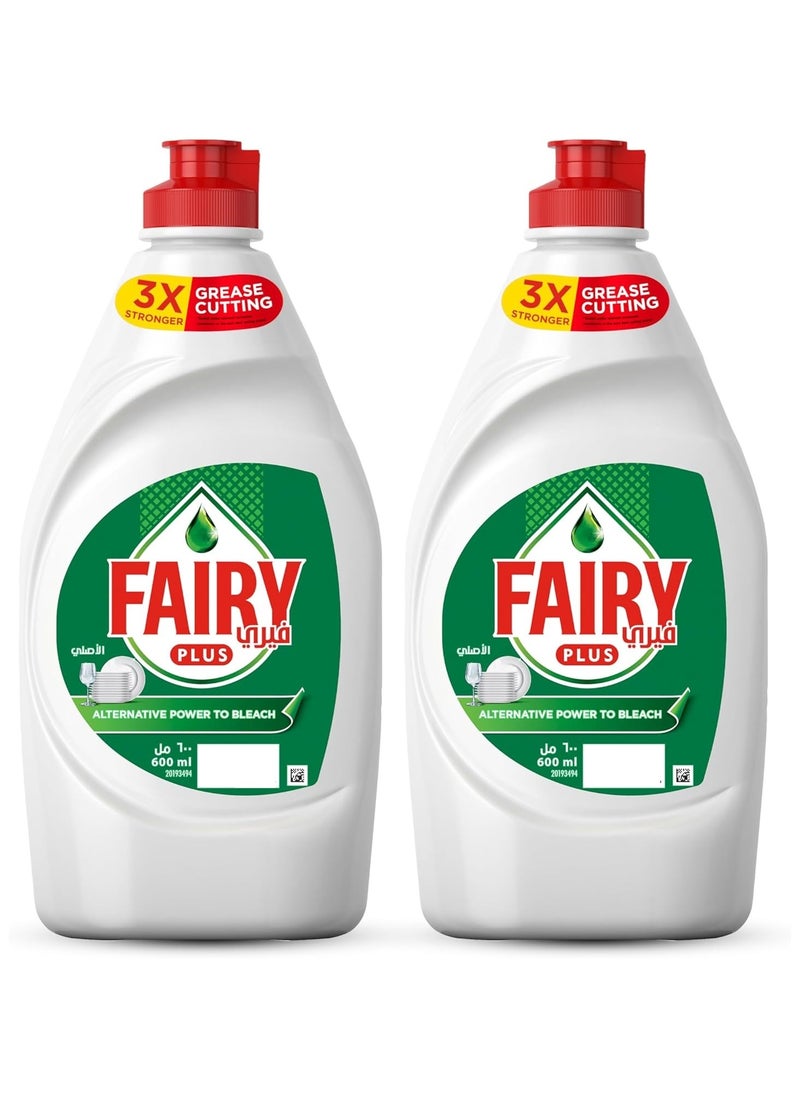 Fairy Plus Dishwashing Liquid Alternative Power To Bleach 600ml Pack of 2  - Image 2