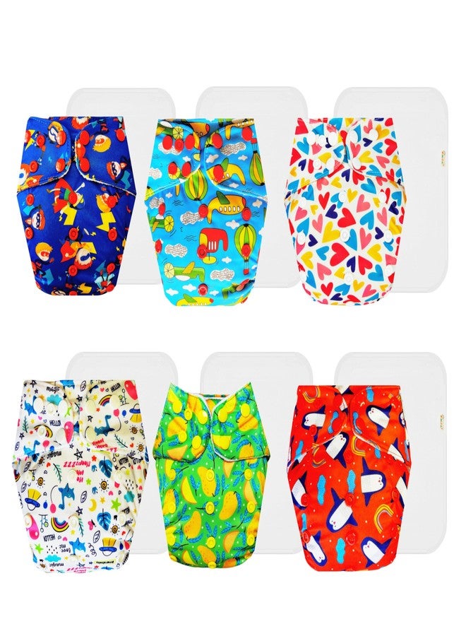 Dumbledo Premium Cloth Diaper with Cotton Insert (Pack of 6) | Dry Feel and Comfortable | Breathable | Quick Dry | Perfect for Indian Summers | 3 Months - 3 Years | Unisex Baby - Image 1