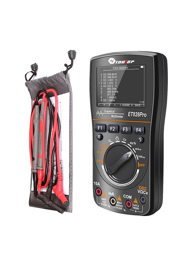 Generic ET828PRO 2in1 Oscilloscope Multimeter 50Msps Sampling Rate 10Mhz Bandwidth Handheld Oscope Meter 2.4inch Color Display 6000 Counts Voltage Current Resistance Capacitance Test Meter  - Image 1