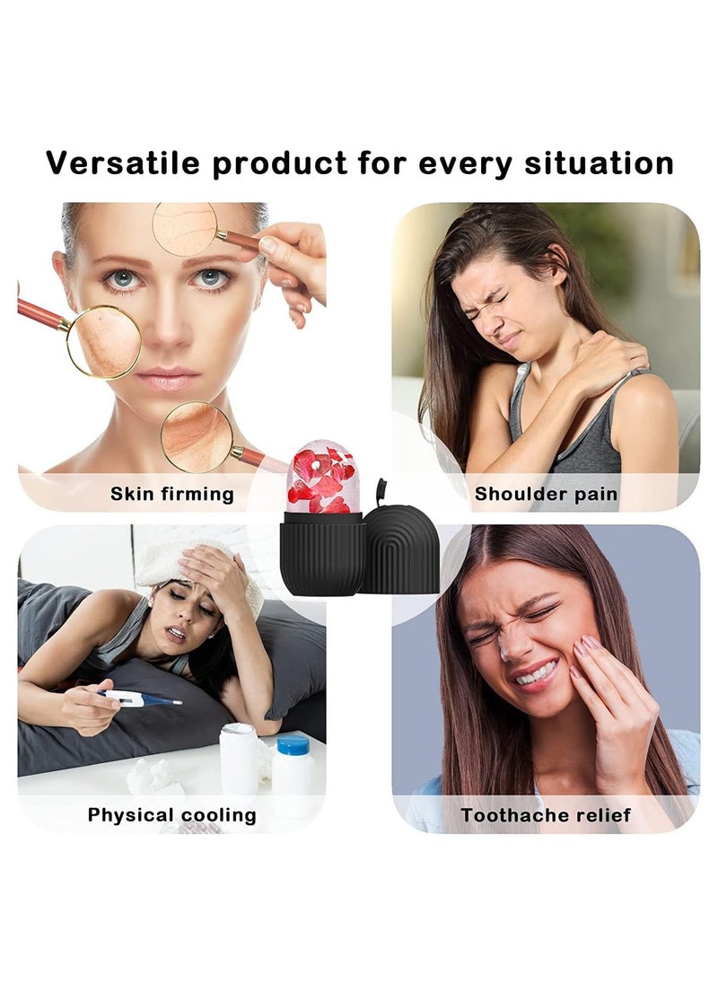NNEWVANTE Nnewvante Ice Roller For Face,Beauty Facial Massage Ice Roller,Glow Cube Ice Roller for Face,Skin Care Tools for Eye Wrinkles,Acne Puffiness Relief (Black)  - Image 2