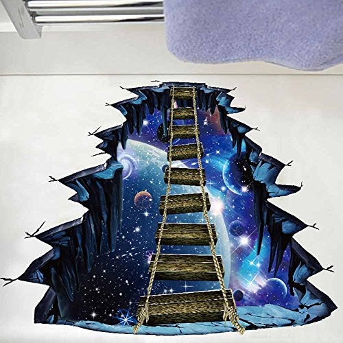 Quanhaigou Blue Galaxy Bridge Wall Sticker,3D Outer Space Decorations Decal for Home Decor Kids Bedroom Large - Image 1