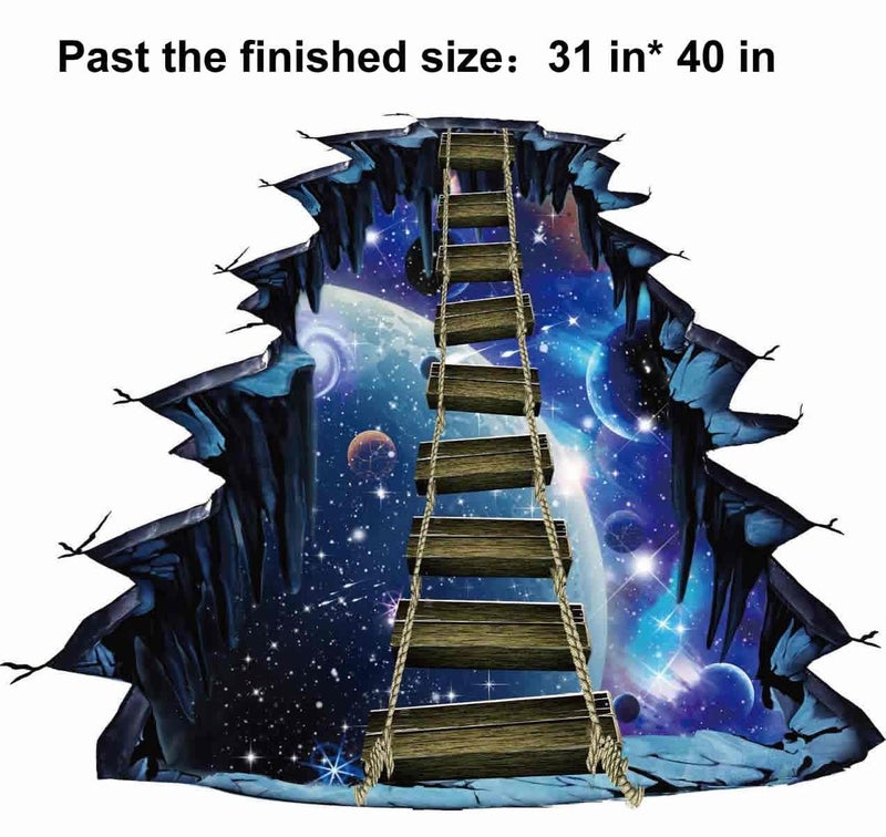 Quanhaigou Blue Galaxy Bridge Wall Sticker,3D Outer Space Decorations Decal for Home Decor Kids Bedroom Large - Image 5