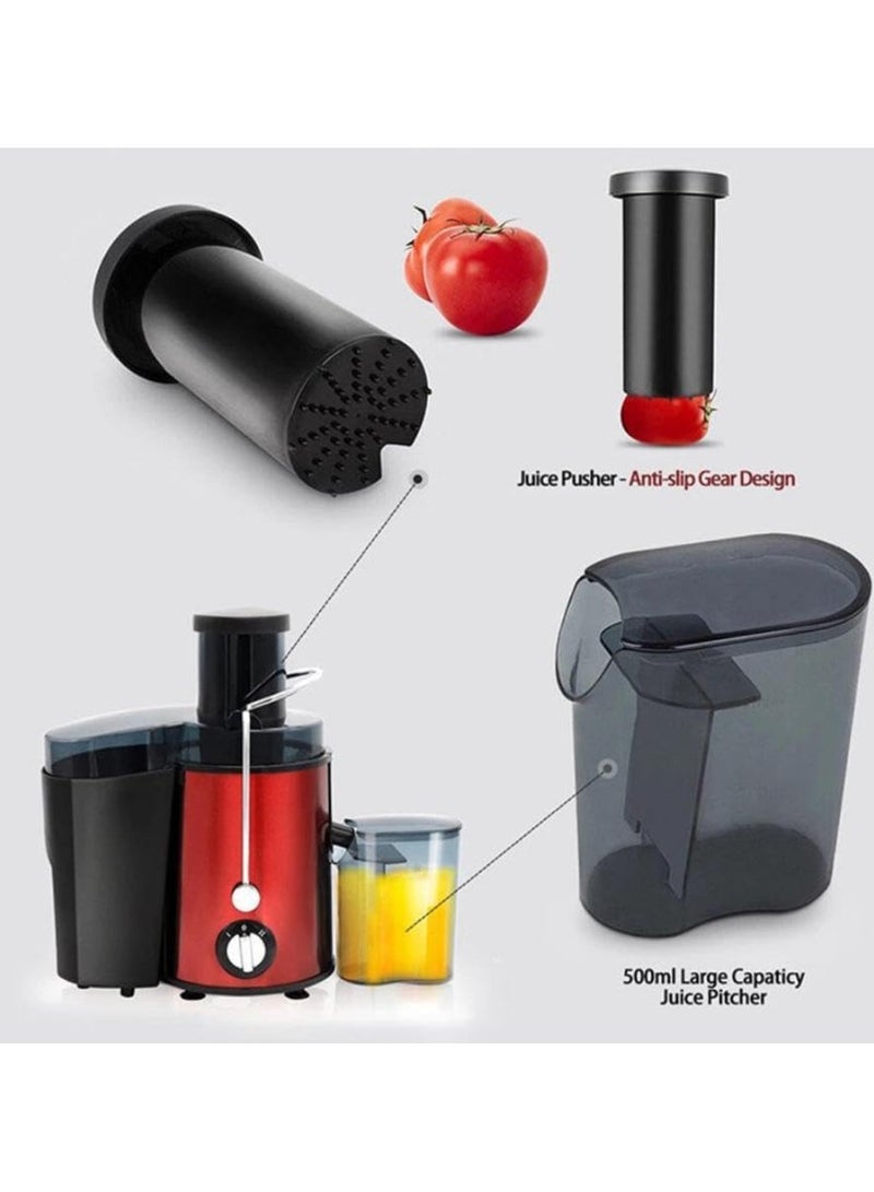 Denx Electric Juicer Machine with Wide Mouth, 400ml Collection Cup, Red and Black - Image 4