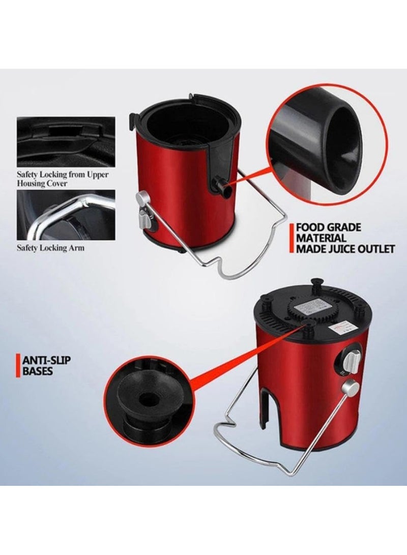 Denx Electric Juicer Machine with Wide Mouth, 400ml Collection Cup, Red and Black - Image 5