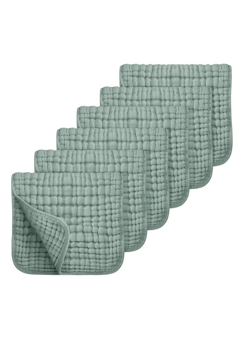 Looxii - Looxii Muslin Burp Cloths 100% Cotton Large 20''x10'' Extra Soft and Absorbent 6 Pack Baby Burping Cloth for Boys Girls (Dark Green) - Image 1