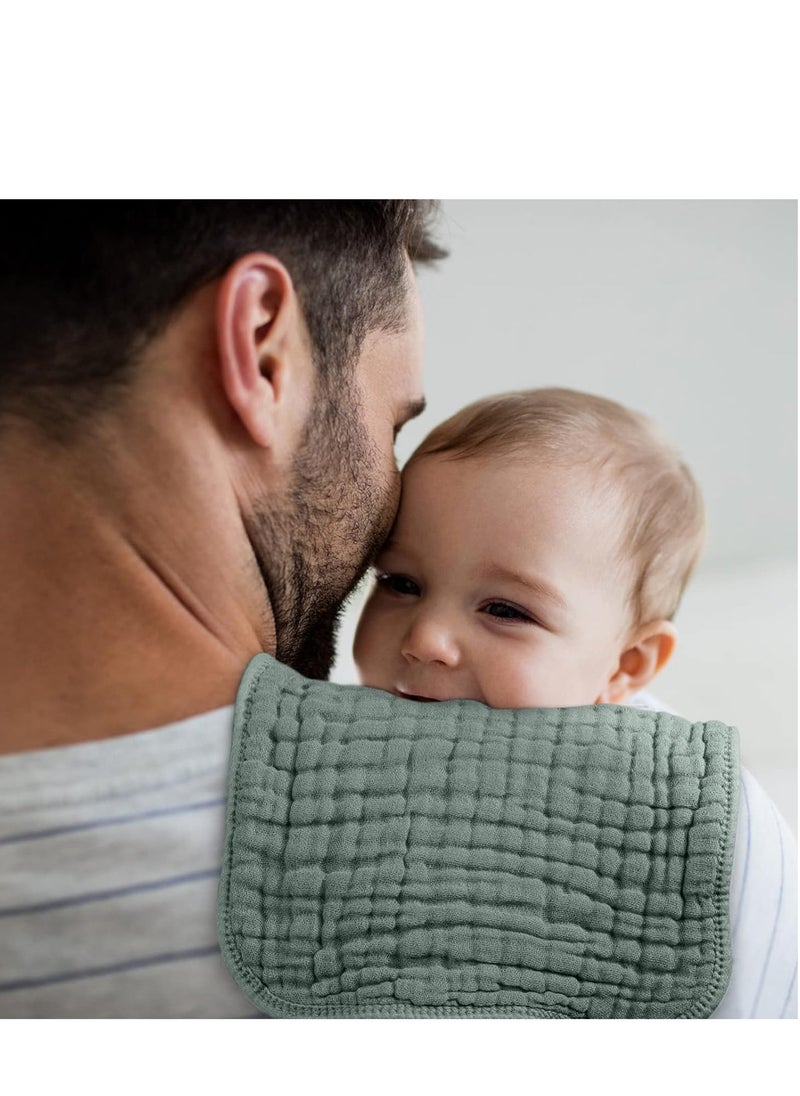 Looxii - Looxii Muslin Burp Cloths 100% Cotton Large 20''x10'' Extra Soft and Absorbent 6 Pack Baby Burping Cloth for Boys Girls (Dark Green) - Image 1