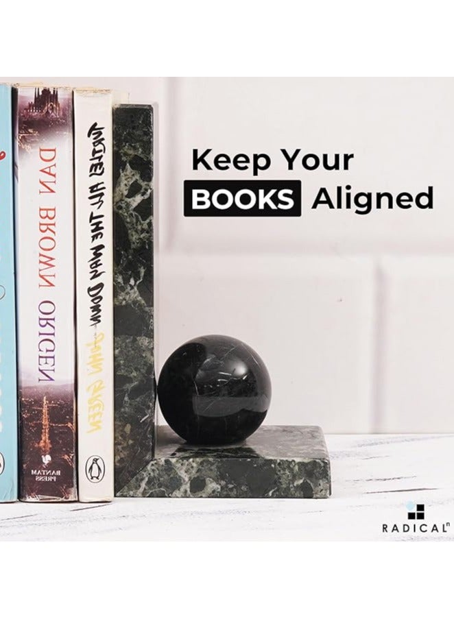 RADICALn Black Marble Book Ends | Handmade Set of 2 Decorative Book Stoppers for Office & Home - Image 3