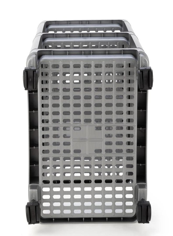 Finner Square 4 Layer Multipurpose Shelf Stand Basket Rack Trolley with Wheels for Kitchen & Office Use Easy-to-Move Slide Out Stand Rack Basket Fruits & Vegetables Basket Stand-(Grey) - Image 3