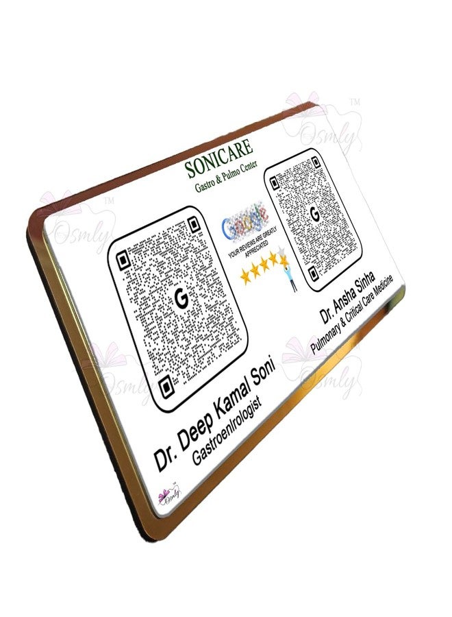 OSMLY Dual QR Acrylic Stand | UV Printed, Customizable QR |Compatible with all Socoal Media & Payment QR Display | 6mm Clear Acrylic | Free Custom Design | Desk Counter Stand (ACRYLIC DUAL CODE) - Image 1